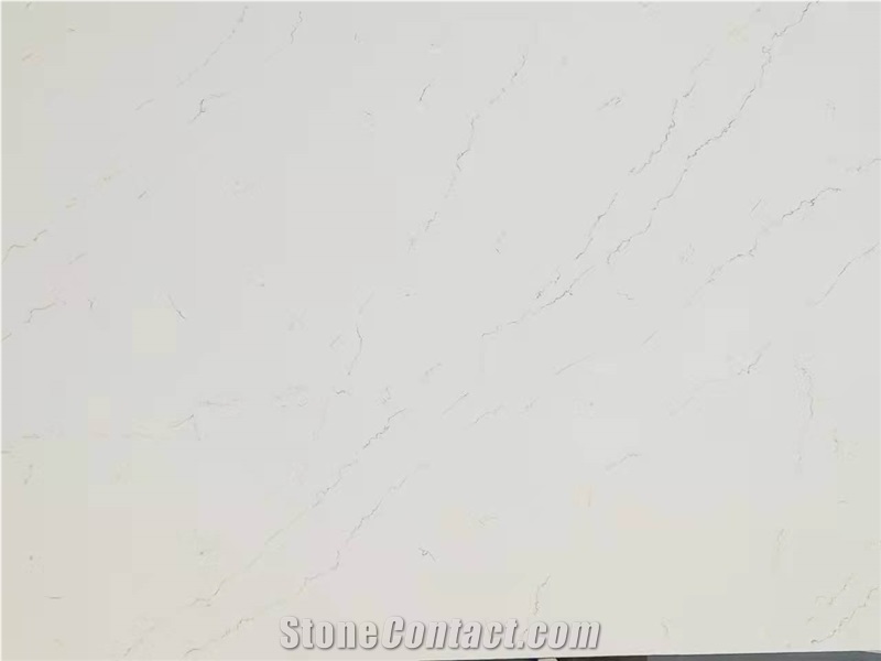 3/4" Engineered White Calacatta Quartz Stone Slab