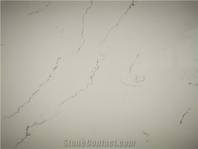 3/4" Engineered White Calacatta Quartz Stone Slab