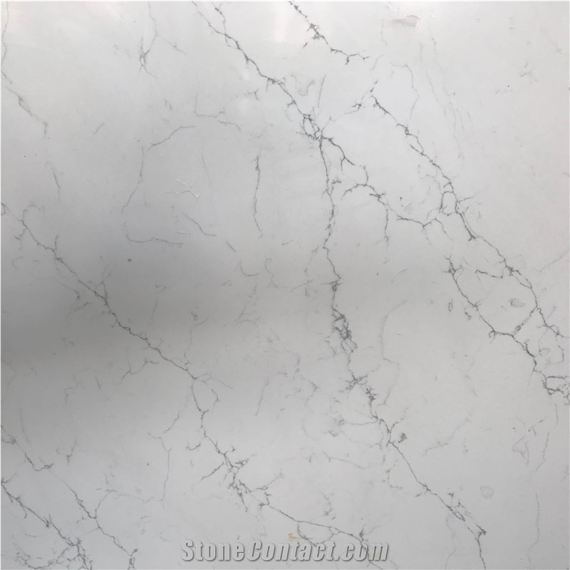 3/4" Engineered White Calacatta Quartz Stone Slab