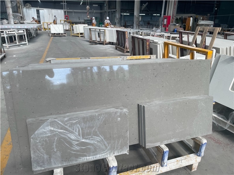 Brown Veining Engineered Countertop Quartz Top From Vietnam