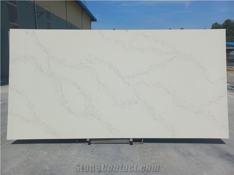 Fast Delivery Artificial Stone Calacatta White Quartz Slab