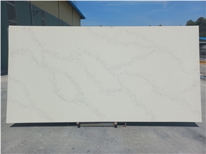 Fast Delivery Artificial Stone Calacatta White Quartz Slab