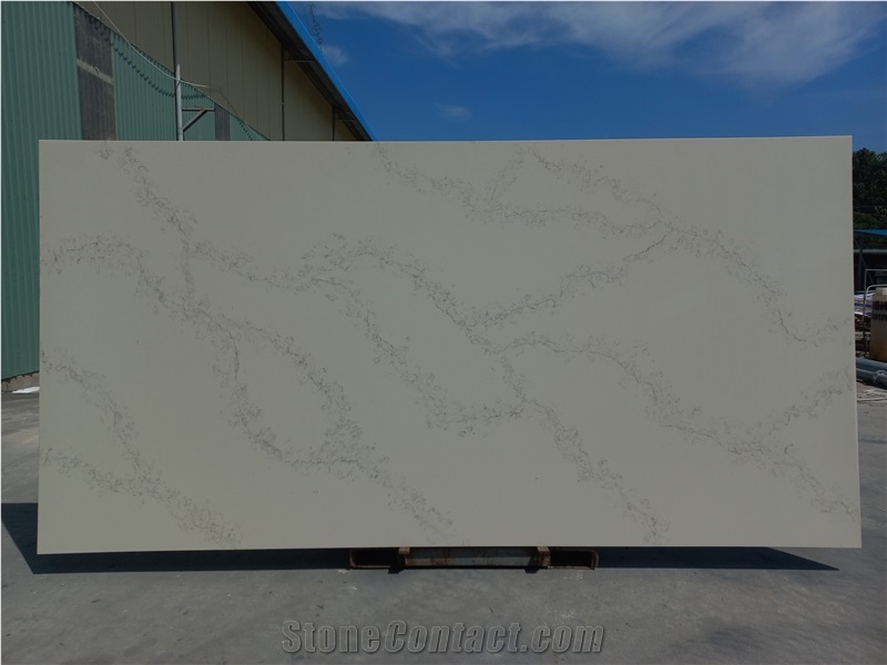 Fast Delivery Artificial Stone Calacatta White Quartz Slab
