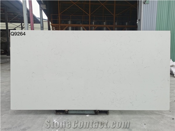 Made In Vietnam Carrara White Quartz Stone Slab