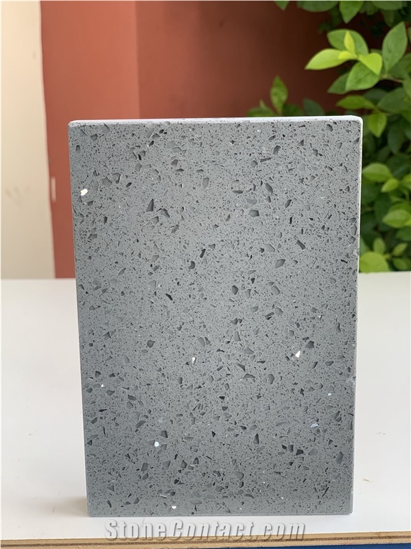 No Anti-Dumping Crystal Grey Quartz Stone Jumbo Slab