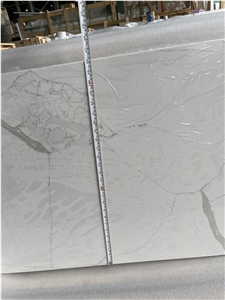 Vietnam Kitchen White Calacatta Quartz Prefab Countertop