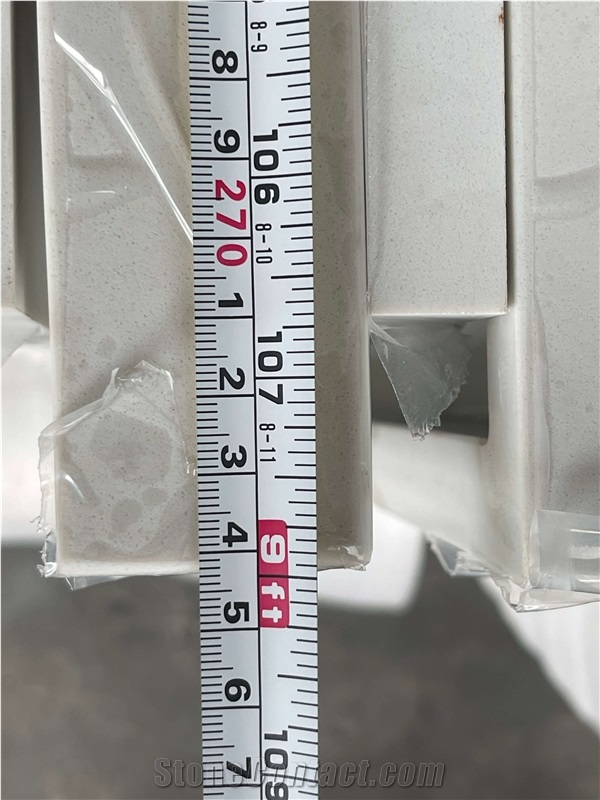 Vietnam Kitchen White Calacatta Quartz Prefab Countertop