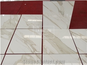Calacatta White Marble Laminated Composite Ceramic Tiles