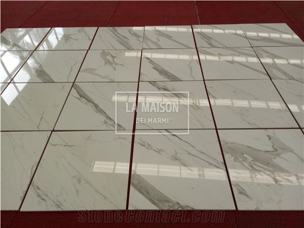 Calacatta White Marble Laminated Composite Ceramic Tiles