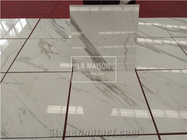 Calacatta White Marble Laminated Composite Ceramic Tiles