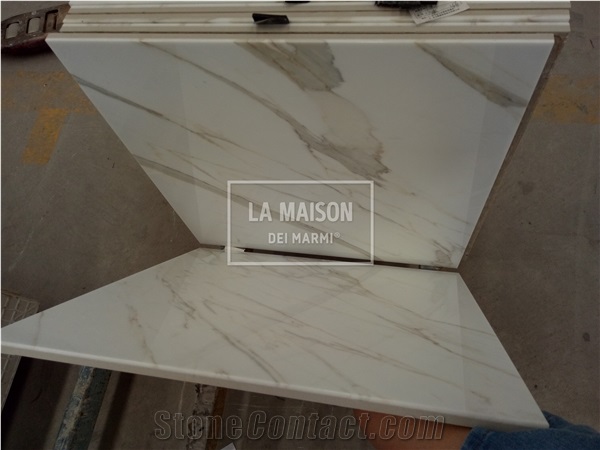 Calacatta White Marble Laminated Composite Ceramic Tiles