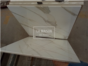 Calacatta White Marble Laminated Composite Ceramic Tiles