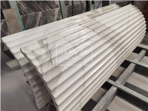 Calacatta White Marble Carved Arc Panel Architectural Columns