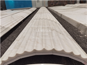 Calacatta White Marble Carved Arc Panel Architectural Columns