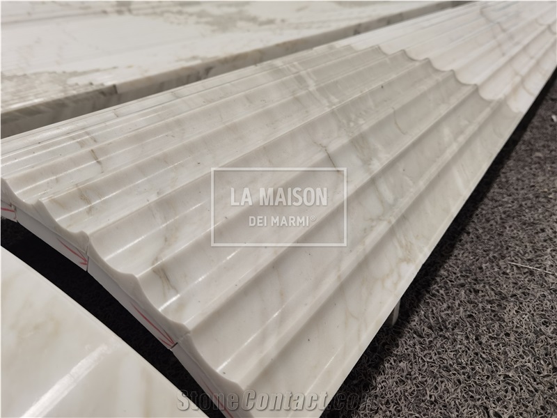 Calacatta White Marble Carved Arc Panel Architectural Columns