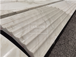 Calacatta White Marble Carved Arc Panel Architectural Columns