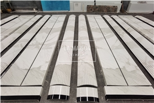 Calacatta White Marble Carved Arc Panel Architectural Columns