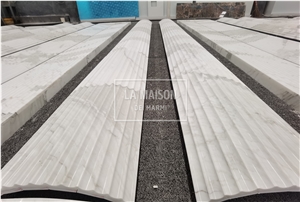 Calacatta White Marble Carved Arc Panel Architectural Columns