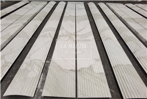 Calacatta White Marble Carved Arc Panel Architectural Columns