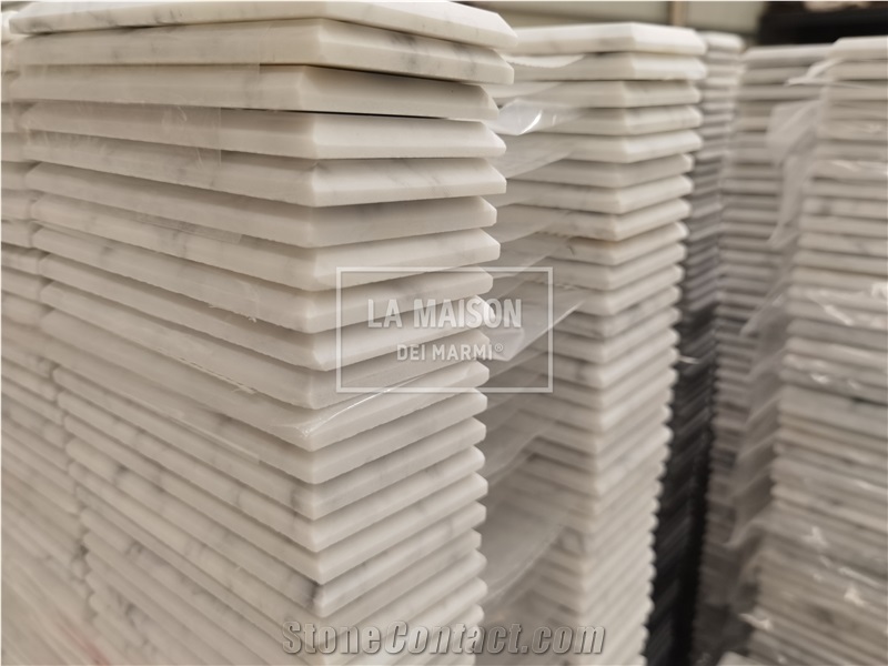 White Marble Interior Honed Beveled Edge Subway Tiles