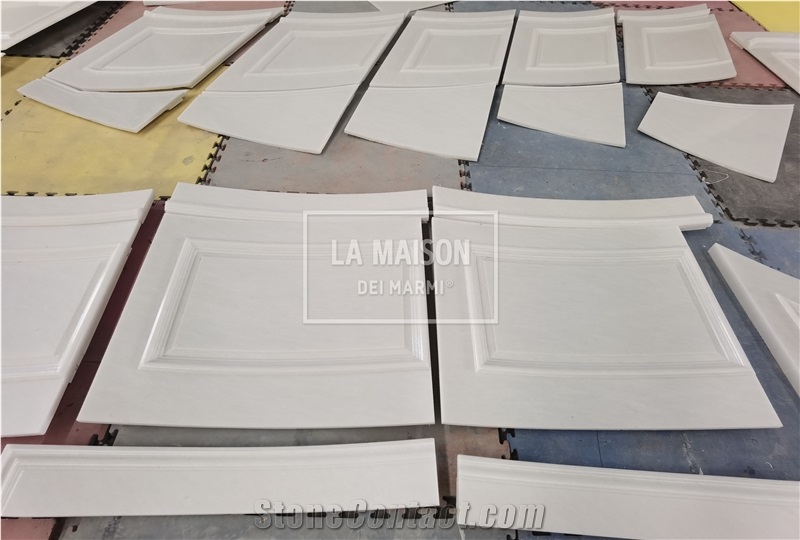 White Natural Marble CNC Carved Irregular Wall Panels Tiles