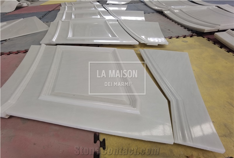 White Natural Marble CNC Carved Irregular Wall Panels Tiles