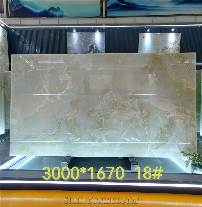Pure Green Onyx Slab Tile Stone For Wall And Background