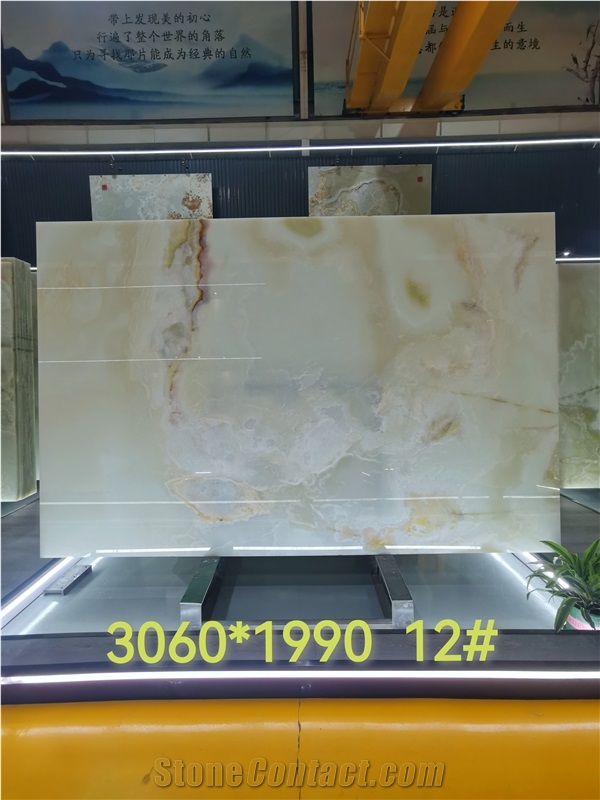 Pure Green Onyx Slab Tile Stone For Wall And Background
