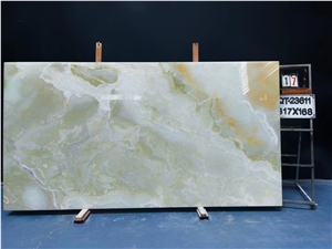Pure Green Onyx Slab Tile Stone For Wall And Background