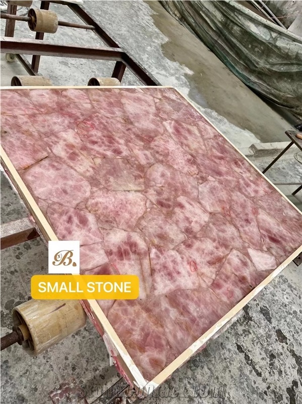 Rose Fluorite Crystal Semiprecious Stone Slab, Gemstone