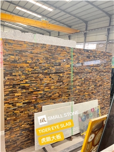 Tiger Eye Semiprecious Stone Slab For Hallway