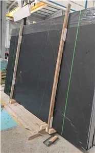 China Black Marquina Marble Honed Slab