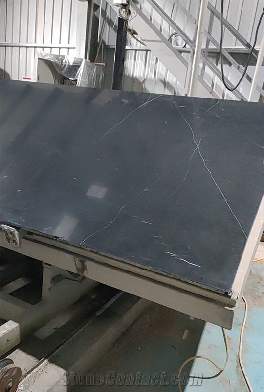 China Black Marquina Marble Honed Slab