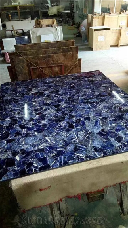 Lapis Lazuli Blue Semiprecious Slab Wall Floor