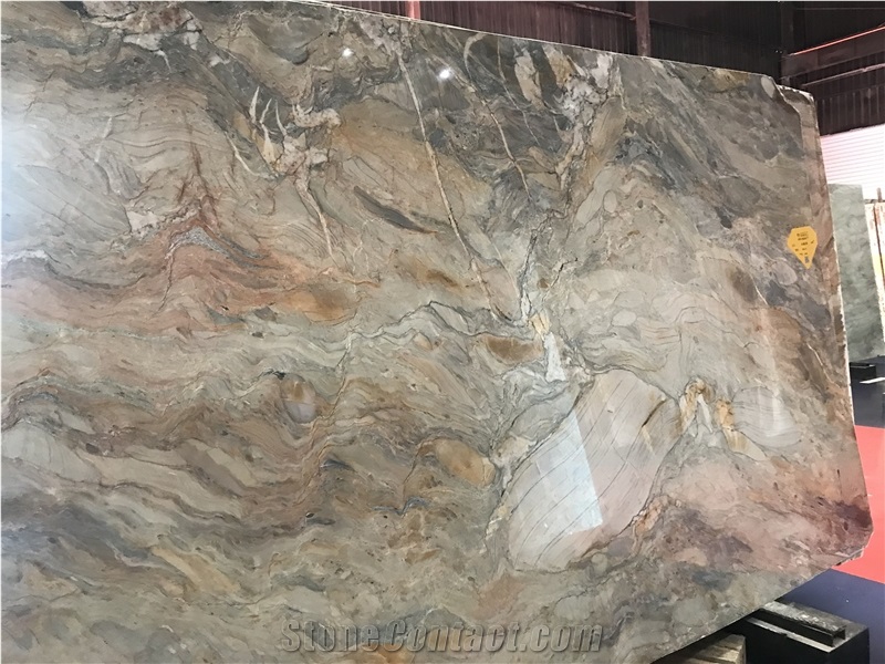 Brazil Fusion Gold Quartzite Slab Wall Decoration Tile