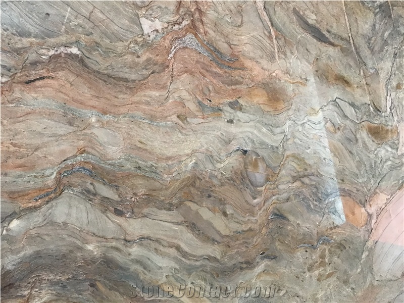 Brazil Fusion Gold Quartzite Slab Wall Decoration Tile