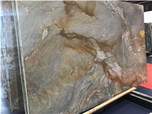 Brazil Fusion Gold Quartzite Slab Wall Decoration Tile