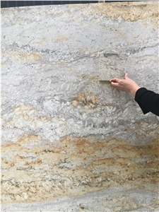 India River Gold Granite Slab Wall Kitchen Tile Floor