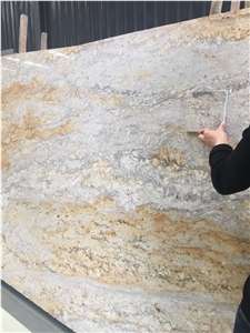 India River Gold Granite Slab Wall Kitchen Tile Floor