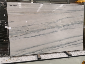 Sea Pearl White Quartzite Slab Wall Tile Floor