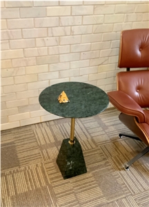 VIETNAM MARBLE SIDE TABLE - PYRAMID FRUSTUM SHAPED BASE