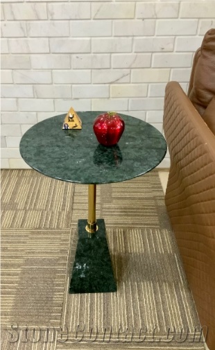 VIETNAM MARBLE SIDE TABLE - PYRAMID FRUSTUM SHAPED BASE