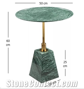 VIETNAM MARBLE SIDE TABLE - PYRAMID FRUSTUM SHAPED BASE