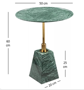 VIETNAM MARBLE SIDE TABLE - PYRAMID FRUSTUM SHAPED BASE