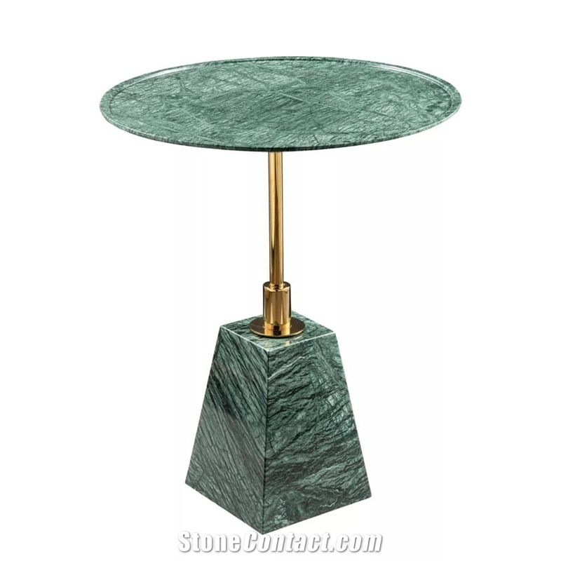 VIETNAM MARBLE SIDE TABLE - PYRAMID FRUSTUM SHAPED BASE