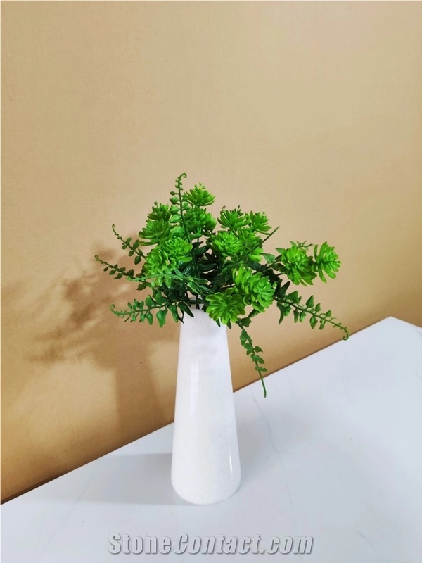 Vietnam Marble Stone Product - Crystal White Marble Flower Vase