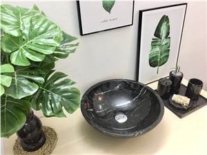 Vietnam Natural Stone Bathroom Basin - Black Marble Sink