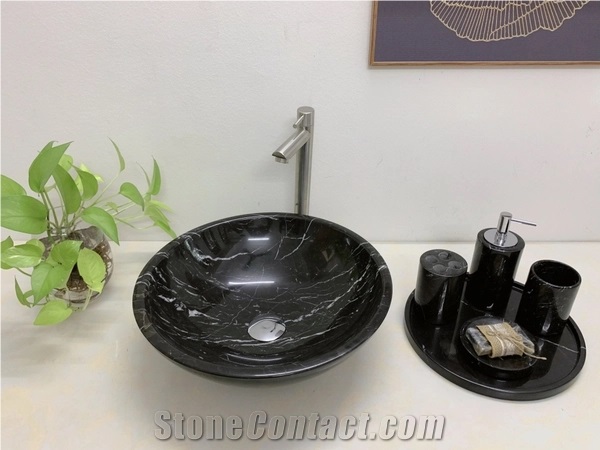 Vietnam Natural Stone Bathroom Basin - Black Marble Sink