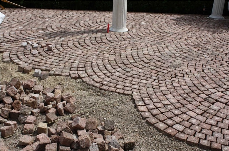 Porfido Sarentino Rosso Cube Stone, Cobble Stone