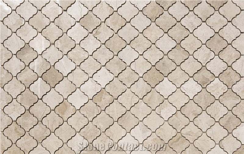 M107 Beige Rug Pattern - Beige Marble Lantern Mosaic